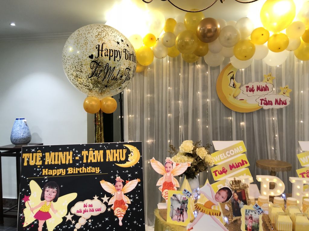 bữa tiệc sinh nhật cho 2 bé tuệ minh và Tâm Như