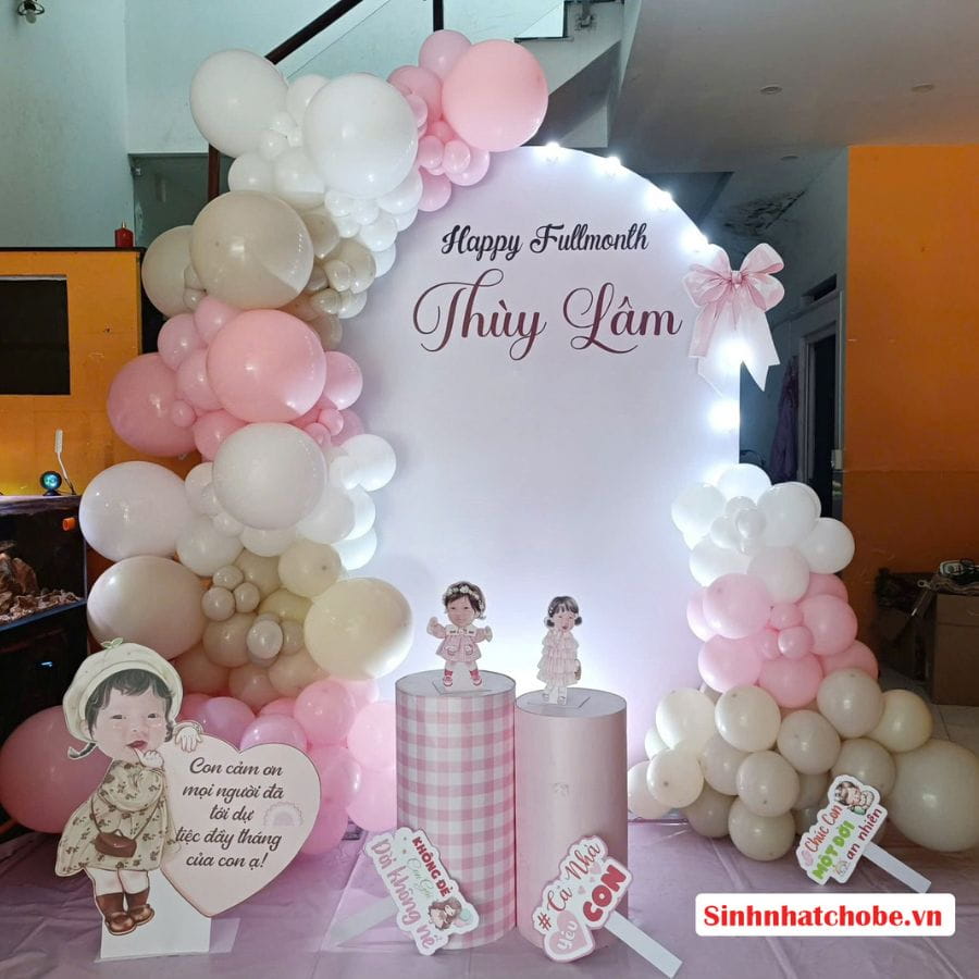 Trang trí sinh nhật bé gái phông chữ U giá 2tr2