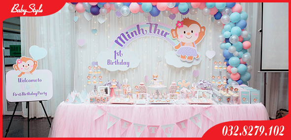 Trang trí sinh nhật tại nhà cho bé Minh Thư