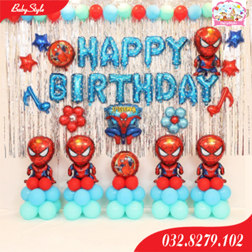 Bóng trang trí sinh nhật tại nhà cho bé trai chủ đề Spiderman