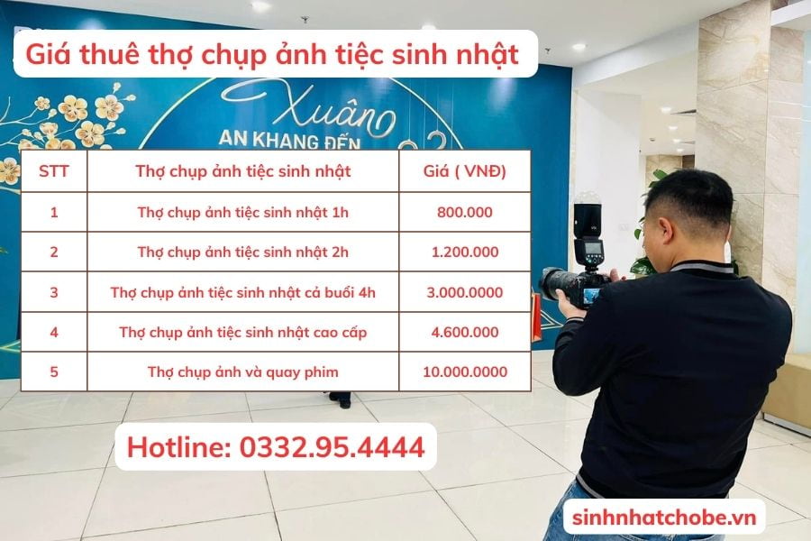 Giá thuê thợ chụp ảnh tiệc sinh nhật