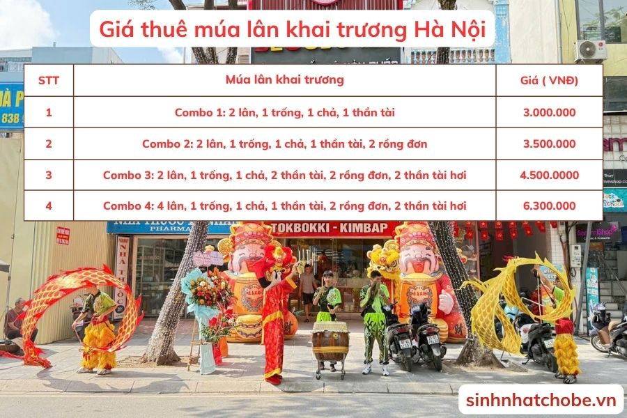 Giá thuê múa lân khai trương Hà Nội