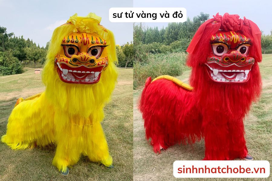 Hình ảnh sư tử vàng và sư tử đỏ