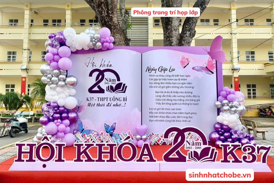 Gói trang trí họp lớp với back chữ nhật 5m x 3m